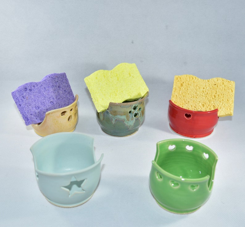 Ceramic Sponge Holder for Kitchen Sink. Scrubby Holder. Scrubbie Bowl for Sponge. Cup for Scrubber. image 9