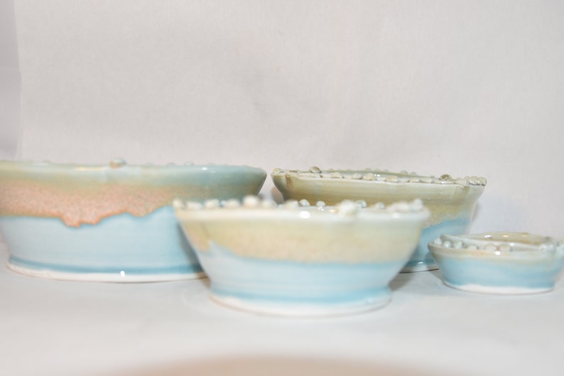 4 Piece Nesting Bowl Set in Sand and Sea Colors image 5