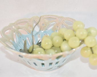 Decorative Handmade Pottery Fruit Bowl for Home or Office Decor.  Sand and Sea Beach Decor.