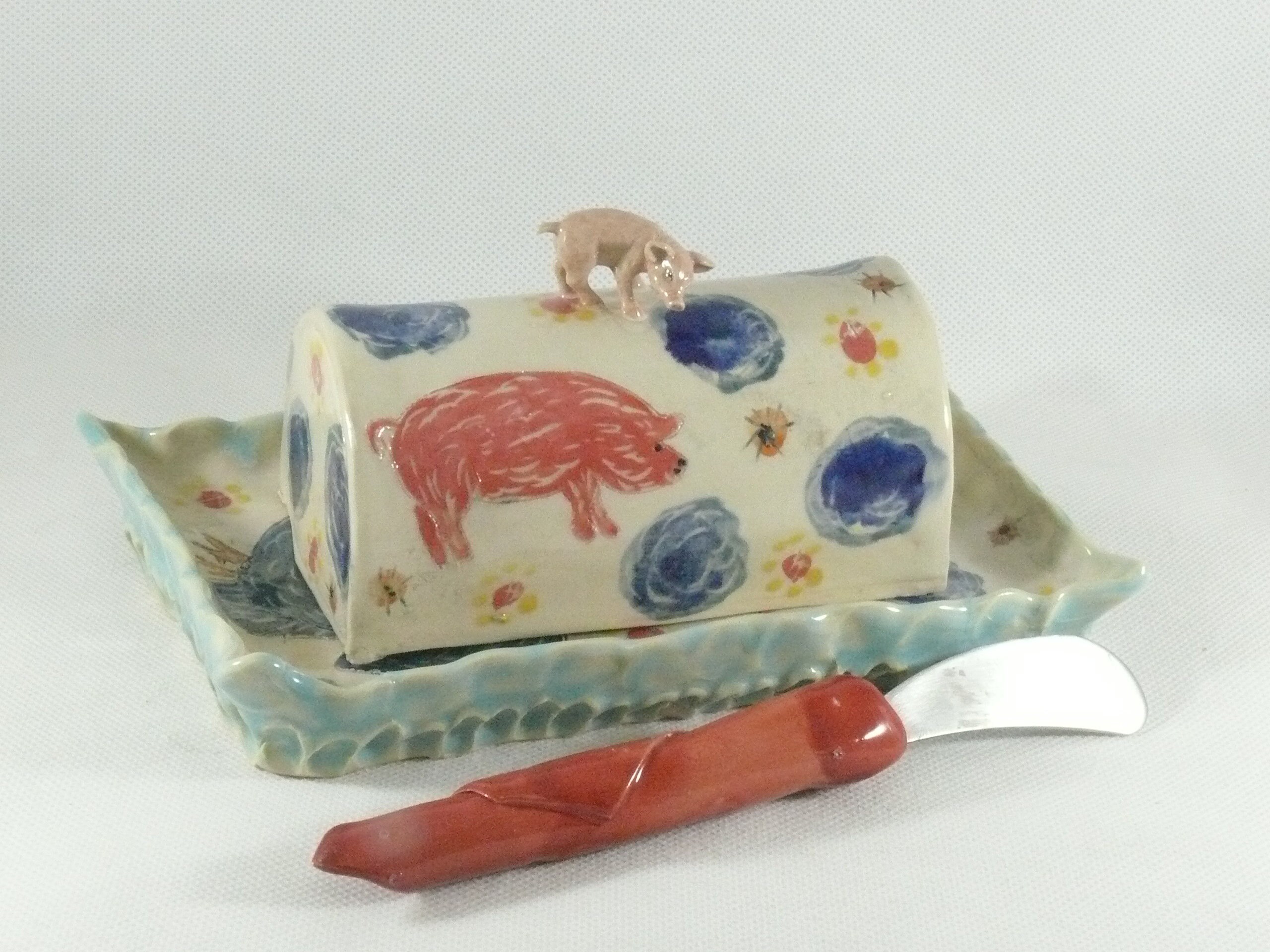 Pig Decor Butter Dish with Lid Butter Keeper Duck Turkey Decor Etsy