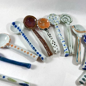 Colorful Small Ceramic Spoons. Handmade Pottery Ceramic Teaspoon, sugar spoon, salt spoon, coffee spoon image 8