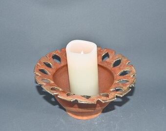 Unique Handmade Ceramic Serving Bowl with Decorative Rim