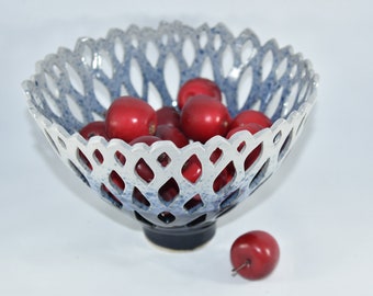 Blue and White Fruit Bowl. Modern Kitchen Decor.