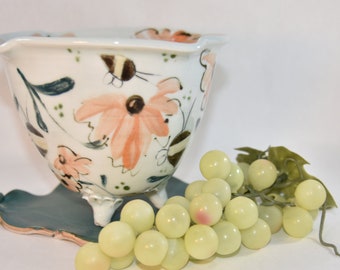 Ceramic Berry Bowl Colander with Saucer Plate, Ceramic colander fruit bowl, Ceramics and pottery anniversary, kitchen strainer sieve