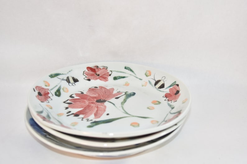 Tuscan Look Dinner Plates Colorful Floral Design Platters image 1