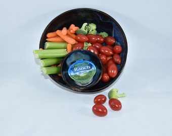 Chip and dip set. Veggies and Fruit Bowl with Dipping Sauce Bowl.