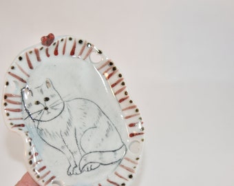 Cat Lover Trinket Dish; Jewelry Bowl