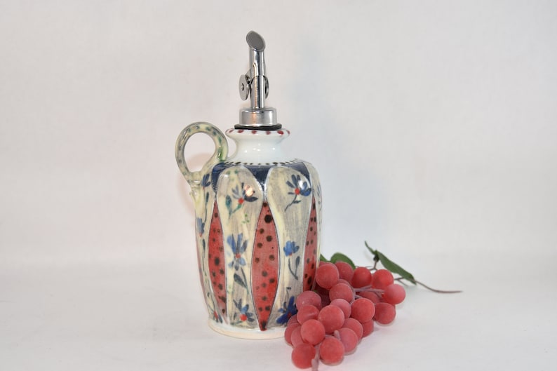 Olive Oil Decanter Ceramic Cruet Oil Dispenser with Pour Spout image 1