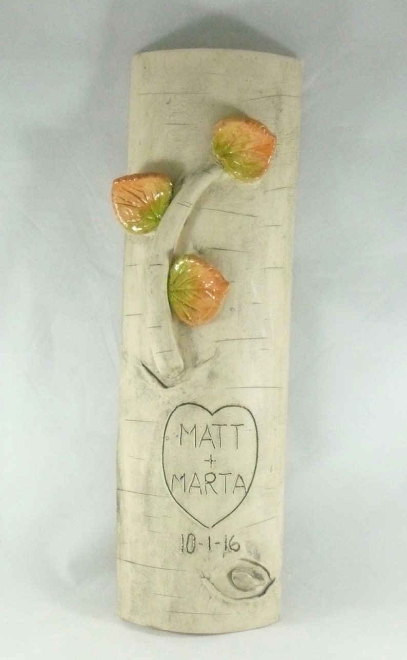 MADE TO ORDER Personalized aspen tree wedding gift for couples. Colorado Wedding. 9TH Anniversary Gift. Ceramics and Pottery. image 2