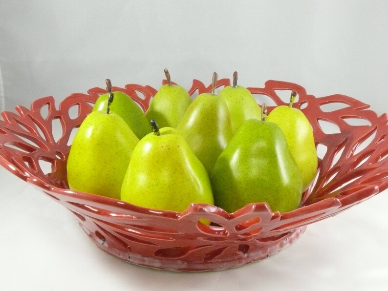 Fruit Bowl with Lotus Flower Cut Outs. Home Decor or Office Decor. 9th Anniversary Gift. Ceramics and Pottery Anniversary. image 10