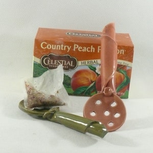 Handmade small slotted spoon. Olive spoon. Ceramic tea strainer. Tea bag holder. Mini colander image 5