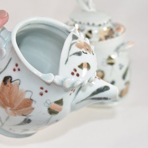 Save the Bees Sugar Bowl and Creamer Set. Pottery Jar Spoon, 9th Anniversary Gift, Creamer Pitcher image 2