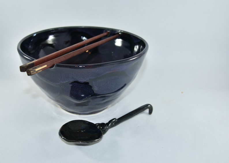 Extra Large Pho Bowl Noodle Bowl with Chopsticks and Spoon, Holds 42 oz pottery and ceramics Miso Soup Bowls Ramen Bowl Rice Bowl image 3