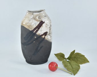 Raku Vase with Crackle Glaze