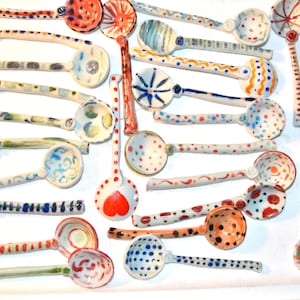 Handcrafted Ceramic Mini Spoons: Colorful Versatile Scoops for Tea, Coffee, Sugar, Salt - Unique Wedding Favors