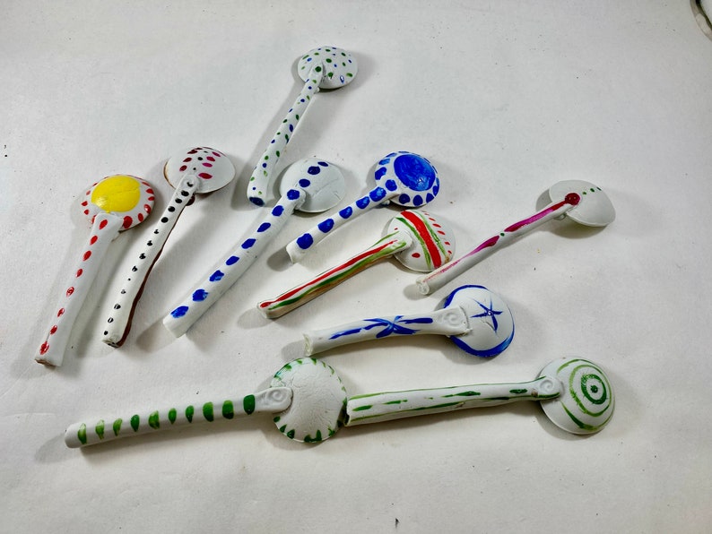 Colorful Small Ceramic Spoons. Handmade Pottery Ceramic Teaspoon, sugar spoon, salt spoon, coffee spoon image 7