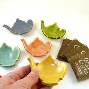 Teabag holder, Trinket Dishes, Ring Dish, tea lover gift, teapot jewelry. spoon rest image 1