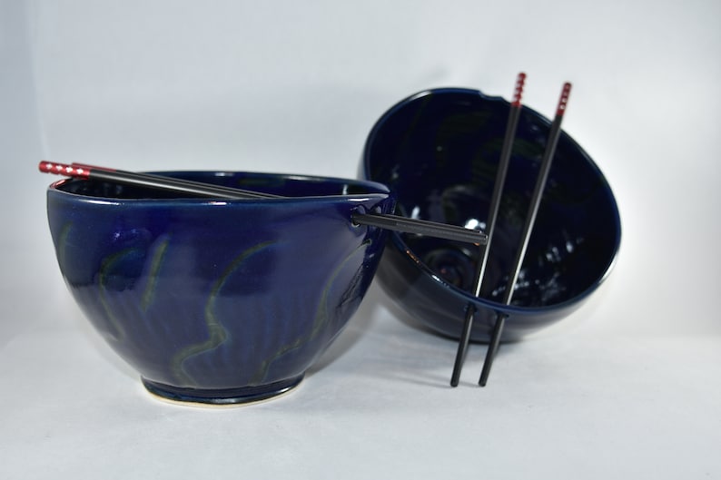 Extra Large Pho Bowl Noodle Bowl with Chopsticks and Spoon, Holds 42 oz pottery and ceramics Miso Soup Bowls Ramen Bowl Rice Bowl image 6
