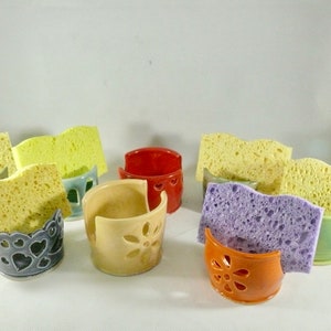 Ceramic Sponge Holder for Kitchen Sink. Scrubby Holder. Scrubbie Bowl for Sponge. Cup for Scrubber. image 1