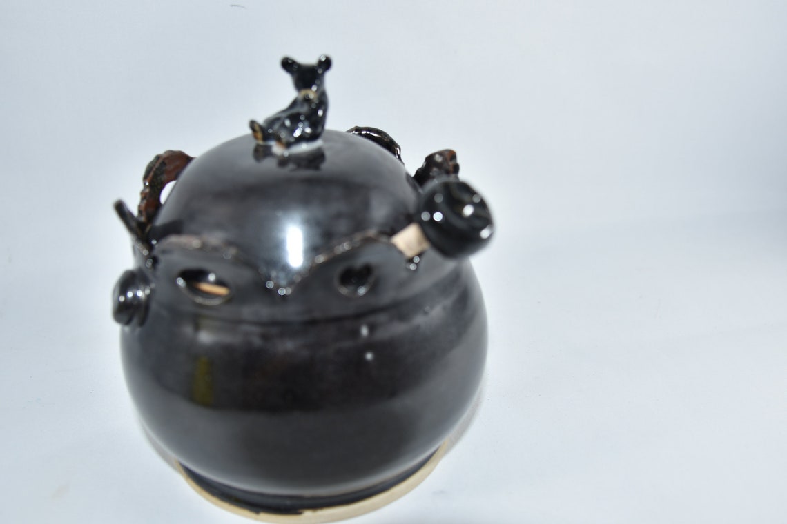 Black Honey Pot with Honey Bear. Sugar bowl with lid. Salt Etsy