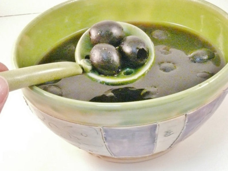 Handmade small slotted spoon. Olive spoon. Ceramic tea strainer. Tea bag holder. Mini colander image 4