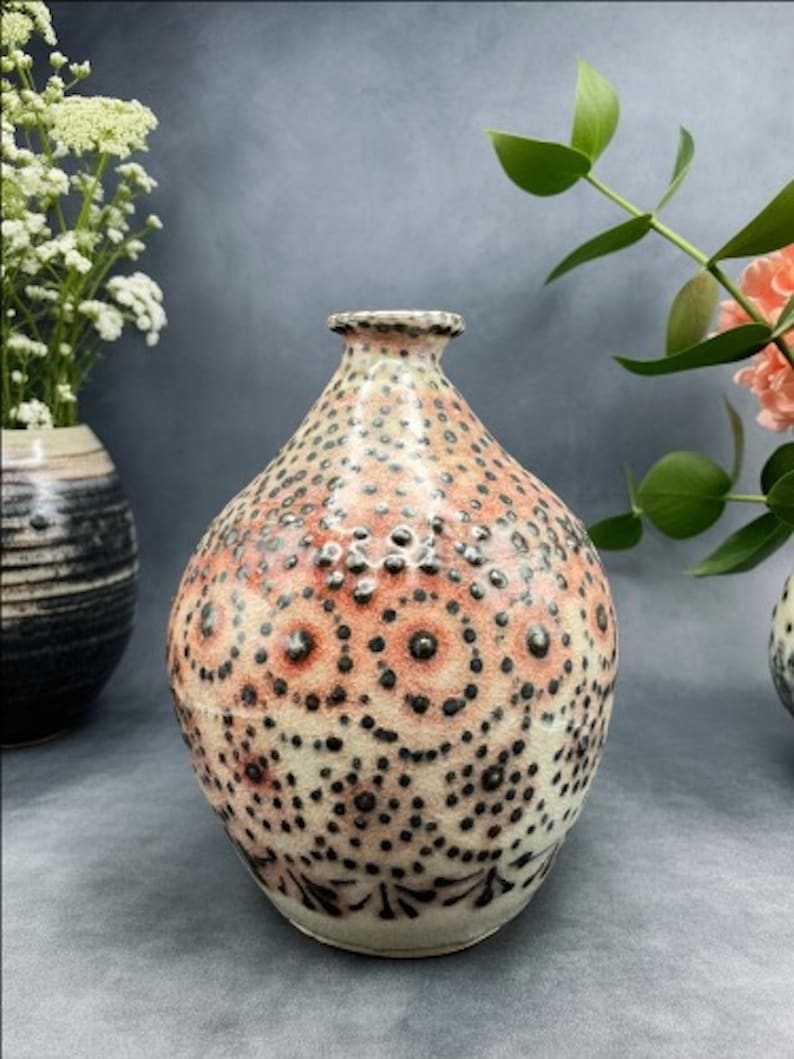 Handmade Pottery Vase with Textured Design Just the vase
