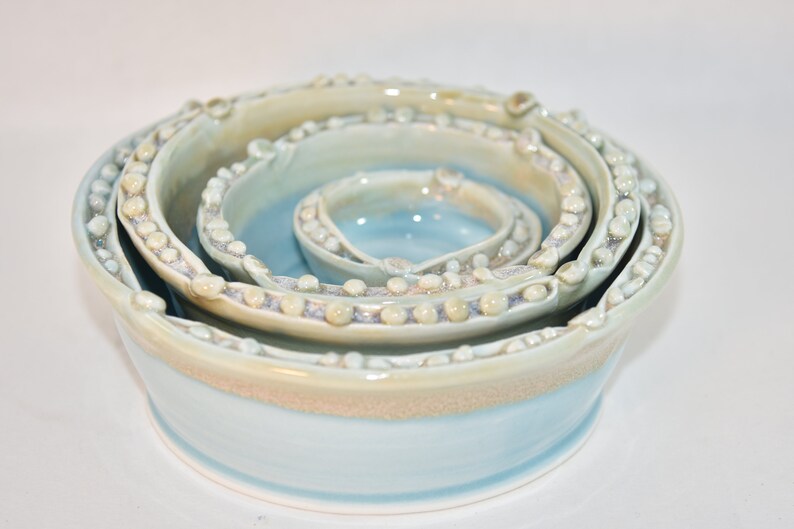 4 Piece Nesting Bowl Set in Sand and Sea Colors image 2