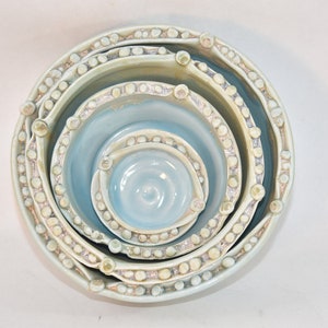 4 Piece Nesting Bowl Set in Sand and Sea Colors image 4