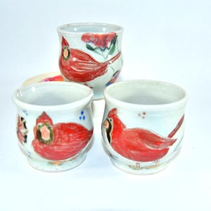 Red Cardinal Ceramic Tumbler: Handcrafted Versatile Cup for Espresso, Tea, Wine, or Juice
