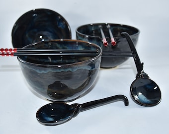 Ceramic Noodle Bowl Rice Bowl Chopstick bowl Pho Bowl Miso Soup Bowls Asian Decor Ramen Bowl Gift for Him 9th Anniversary Gift Pottery Bowl