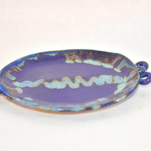Vibrant Purple & Blue Ceramic Trinket Dish: Versatile Holder for Jewelry, Keys, Coins and More