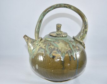 Rare and Unique Large Tea Pot with Lichen Crystal Glaze. Ceramic teapot. Tea lover gift. Ceramics and pottery. 9th anniversary gift Tea set