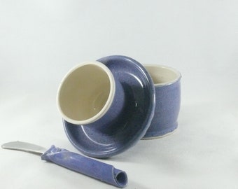Large French Butter Crock French Butter Keeper Butter Dish Cheese Bell Kitchen Decor Purple Butter Dish with Lid Ceramic Butter Dish