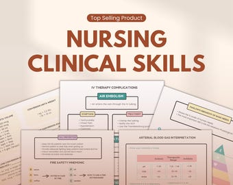 Nursing Clinical Skills Cheat Sheet PDF | NCLEX Study Guide | Nurse Assessment & Procedures | Digital Download