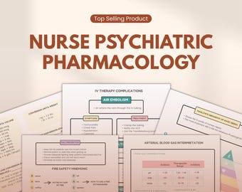 Nurse Psychiatric Pharmacology Study Guide | NCLEX Nursing Notes PDF | Mental Health Medications | Printable Digital Download