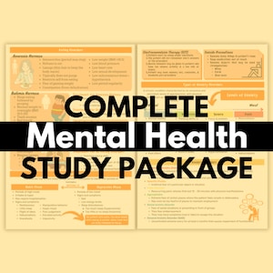Mental Health Notes | 11 Pages | NCLEX Notes | Nursing School | Nursing Mental Health Study Guide | Digital Download | Nursing Study Notes