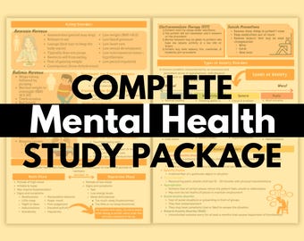 Mental Health Notes | 11 Pages | NCLEX Notes | Nursing School | Nursing Mental Health Study Guide | Digital Download | Nursing Study Notes