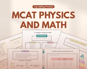 MCAT Physics & Math Study Guide | 24-Page PDF | Complete MCAT Prep Notes | Medical Exam | Printable | Med Student