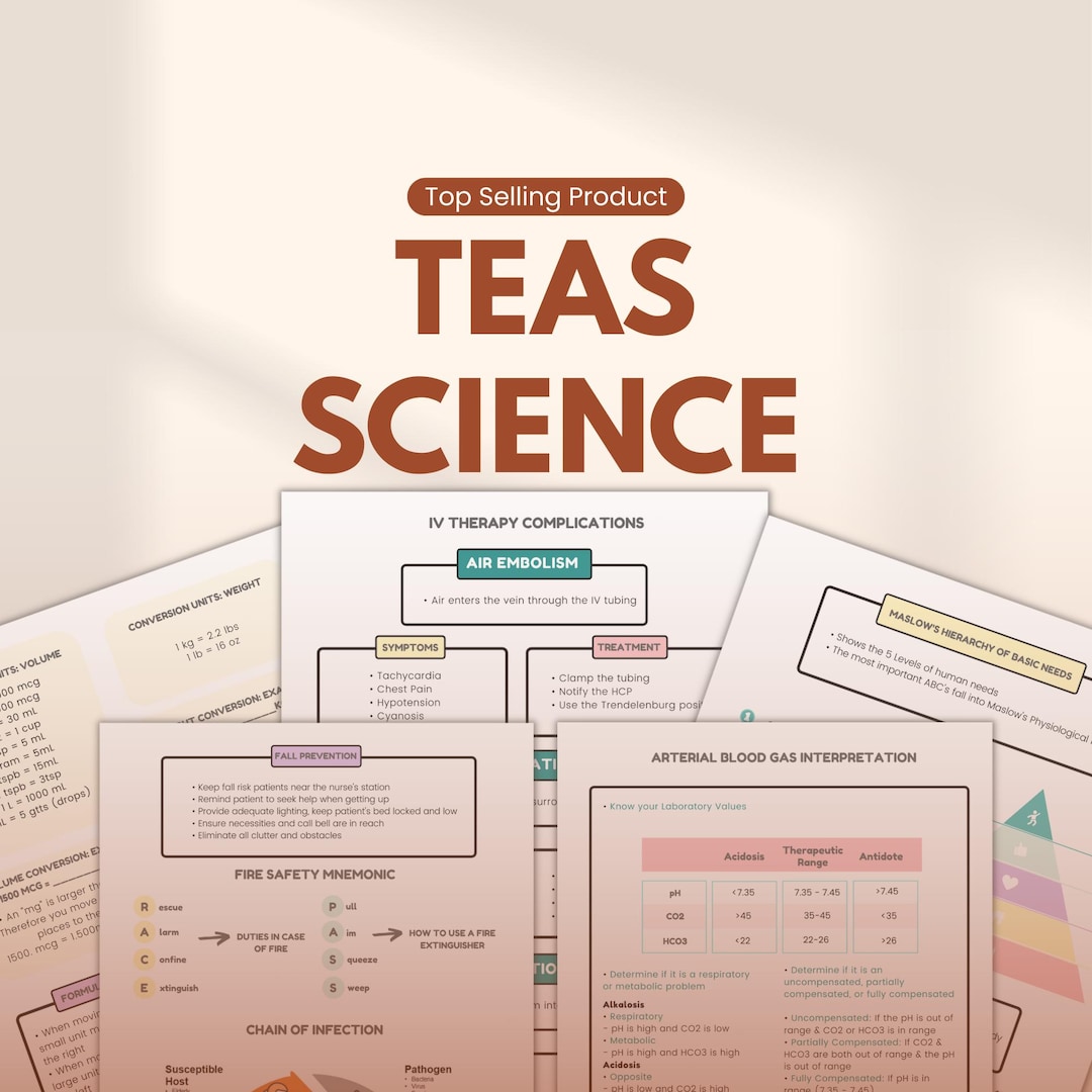 TEAS 7 Science Section Bundle | 190-page PDF | Practice Test & Study ...