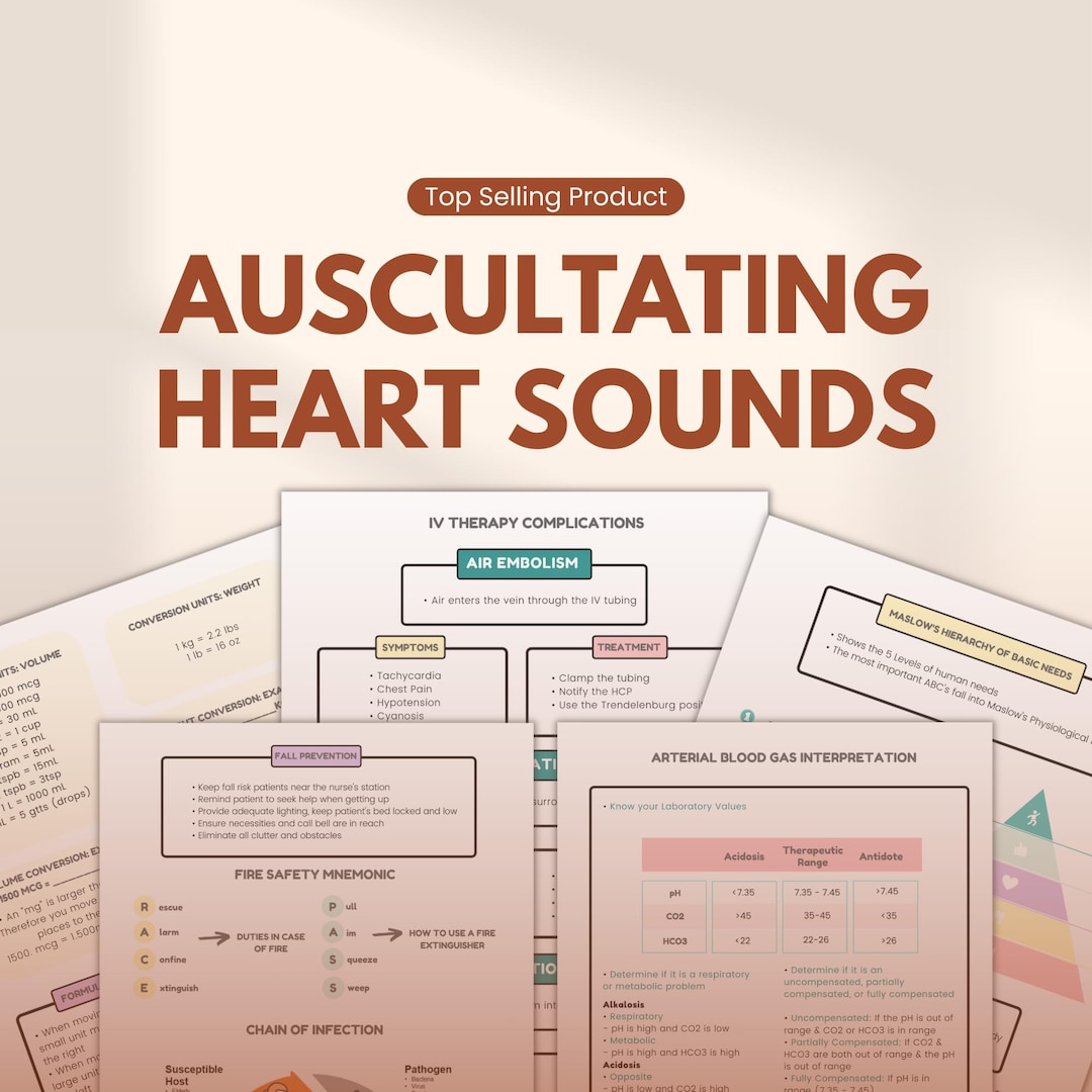 Auscultating Heart Sounds PDF | Nursing Study Guide | NCLEX and Cardiac Assessment | Nurse & Med ...