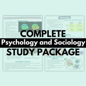 Pakiet psychologii i socjologii 100+ stron | Notatki do nauki pielęgniarstwa | Biologia | Plakaty powtórkowe | Notatki z wykładów | Notatki z wykładów MCAT