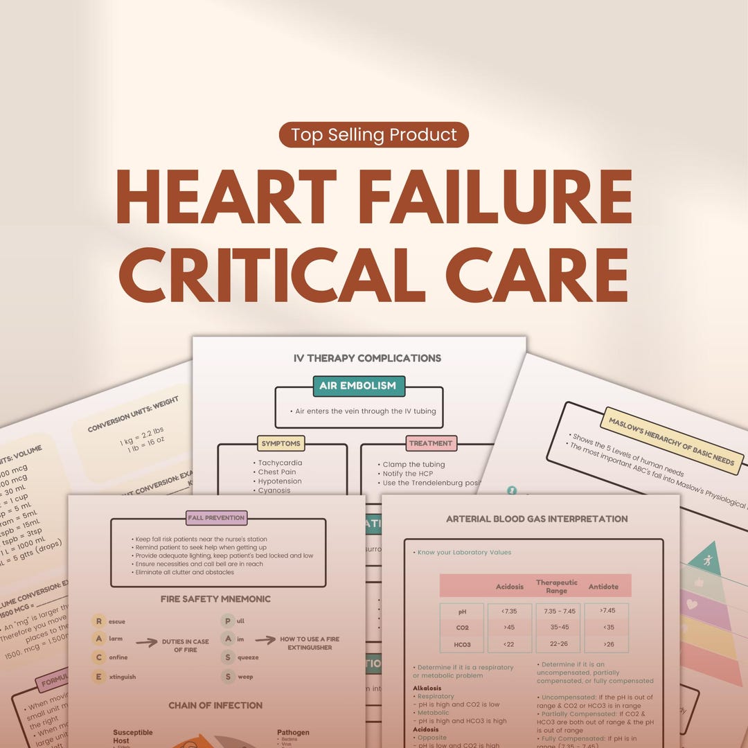 Heart Failure Study Notes PDF | Critical Care Nursing Guide | NCLEX ...