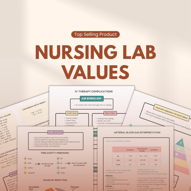 Lab Values Numonic Nursing Lab Values Cheat Sheet | 6-page NCLEX Study Guide PDF | Lab ...