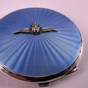 RAF Powder Compact Silver And Guilloche Enamel Hallmarked For Turner & Simpson 1939 image 3