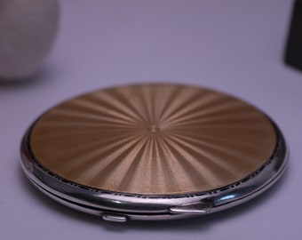 Silver And Enamel Powder Compact - Birmingham 1939 - Art Deco Period