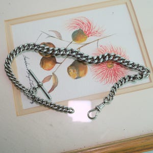 Antique Solid Sterling Silver Pocket Watch Chain Hallmark On Every Link - Dog Clip