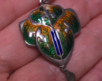 Art Nouveau Silver Enamel Pendant Birmingham 1909