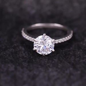 14k Yellow Gold Six Prong Anniversary Ring, Round Brilliant Cut Lab Grown Diamond Solitaire Ring, Excellent Cut Lab Diamond, Gift for Mother