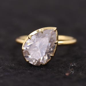Bezel Set With Prong Pear Cut Lab Grown Engagement Ring, Gold Wedding Ring, Pear Cut Solitaire Promise Ring, Anniversary Gifts For Women