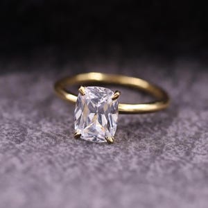 Elongated Cushion Cut Lab Grown Diamond Solitaire Ring, IGI Certified Lab Created Diamond Bridal Ring, Solitaire Wedding Ring, Birthday Gift